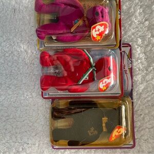 Ty Beanie Babies Set - Magenta, Scarlet, Chocolate